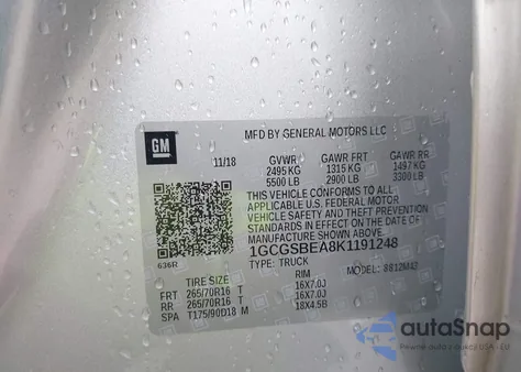 2019 Chevrolet Colorado Wt from USA, damaged, VIN 1GCGSBEA8K1191248